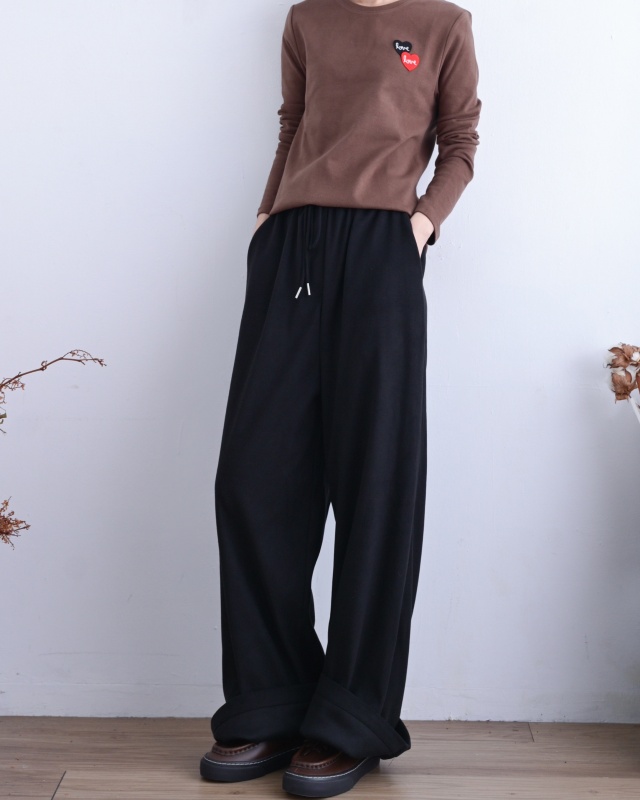 韓 綁帶腰鬆緊寬褲 3色 size