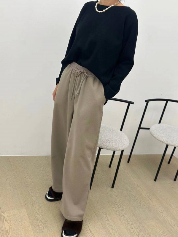 韓 綁帶腰鬆緊寬褲 3色 size