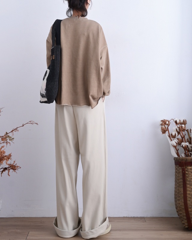 韓 綁帶腰鬆緊寬褲 3色 size