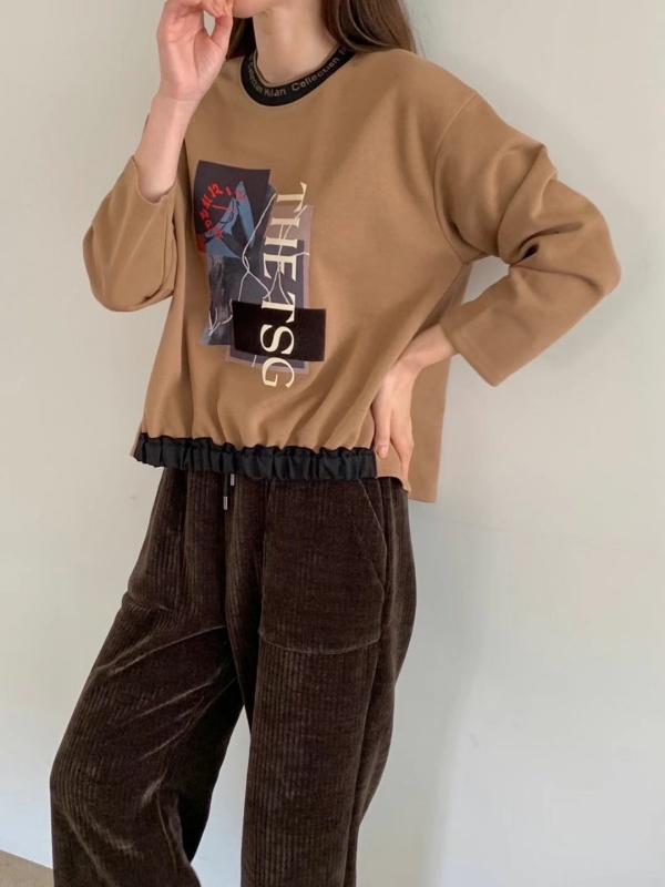 韓 條絨口袋小寬褲 4色 size