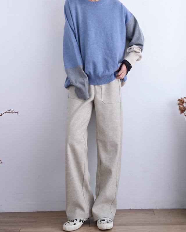 韓 微毛料小寬褲 2色 size