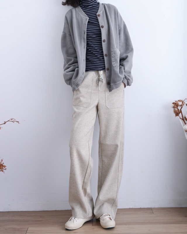 韓 微毛料小寬褲 2色 size