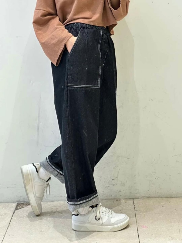 韓 前大口袋牛仔小寬褲 3色 size