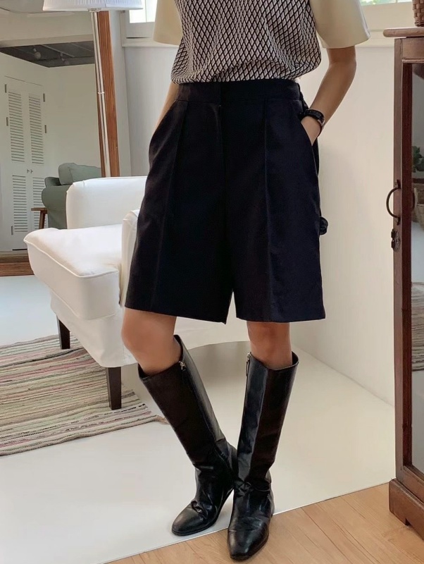 韓 後口袋帶子五分短褲 3色 size