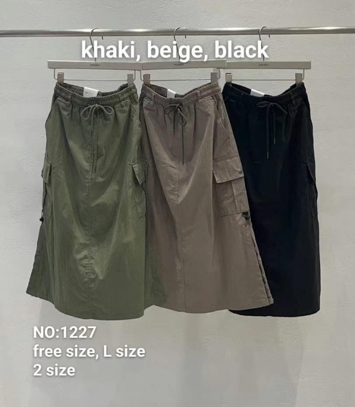 韓 側口袋休閒綁帶長裙 3色 size