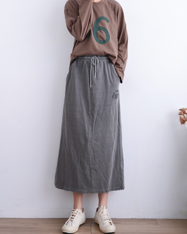 韓 細格紋口袋長裙 size