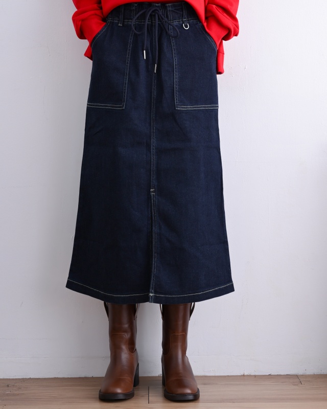 韓 牛仔小環長裙 size