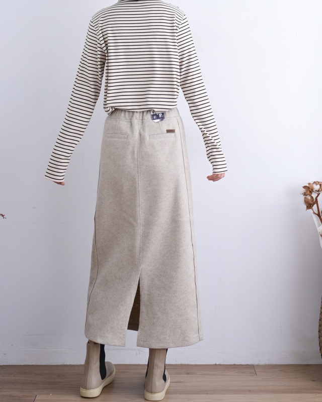 韓 微毛料長裙 2色 size