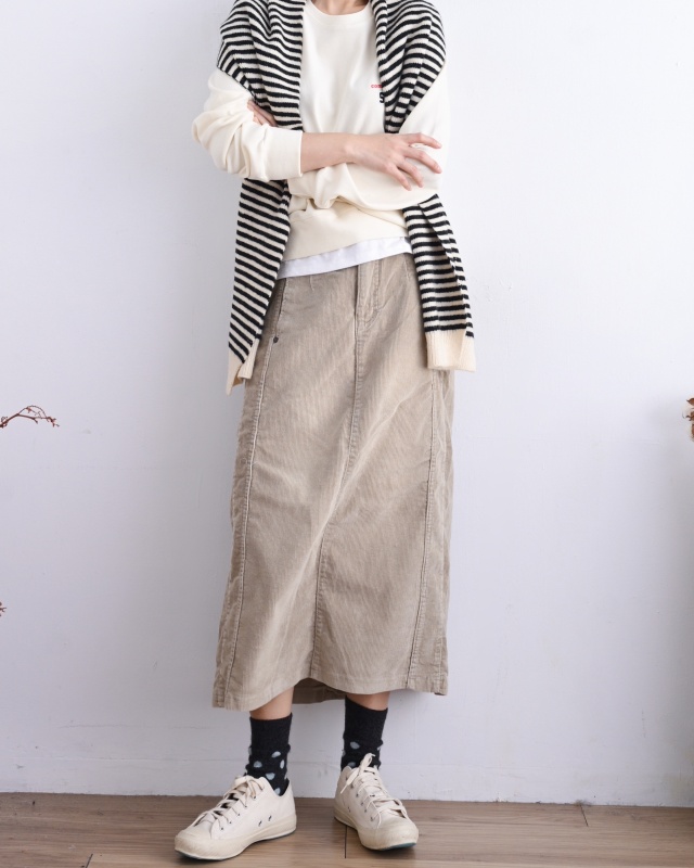 韓 燈心絨八分長裙 3色 size