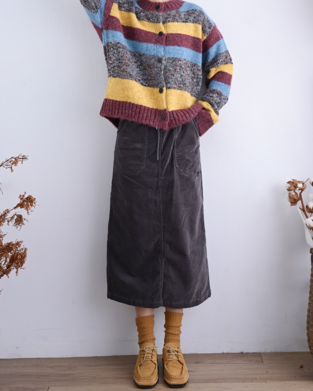 韓 綁袋細絨八分裙 3色 size