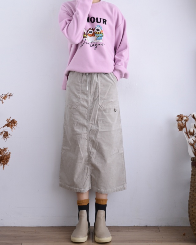 韓 綁袋細絨八分裙 3色 size