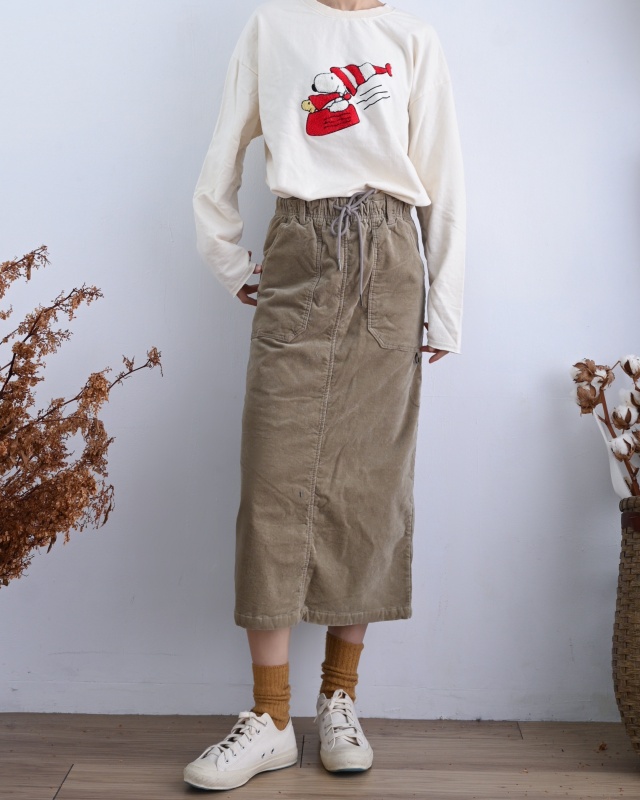 韓 綁袋細絨八分裙 3色 size
