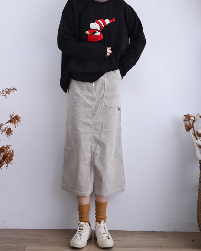 韓 綁袋細絨八分裙 3色 size