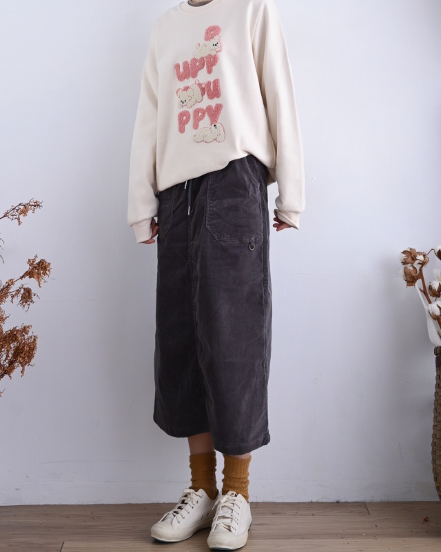韓 綁袋細絨八分裙 3色 size
