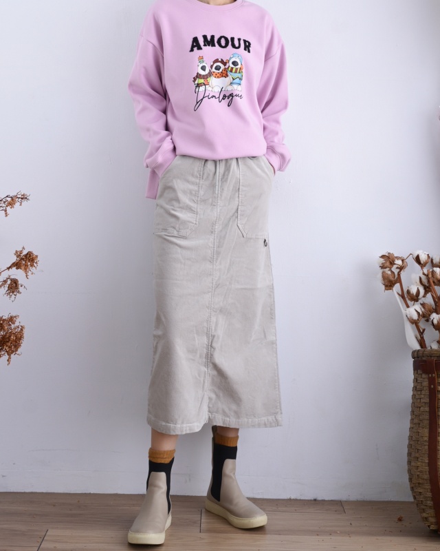 韓 綁袋細絨八分裙 3色 size