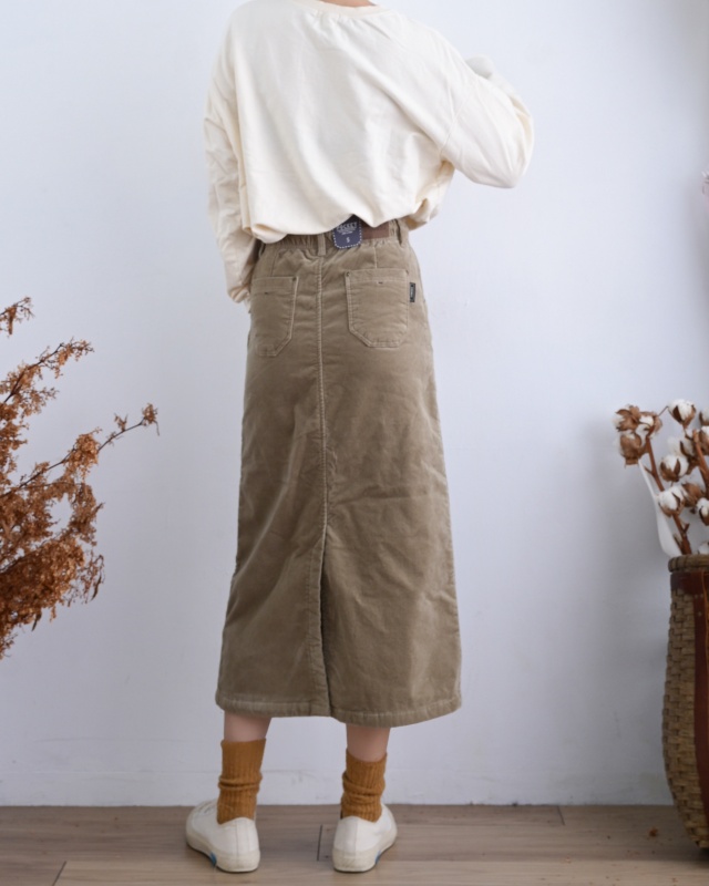 韓 綁袋細絨八分裙 3色 size
