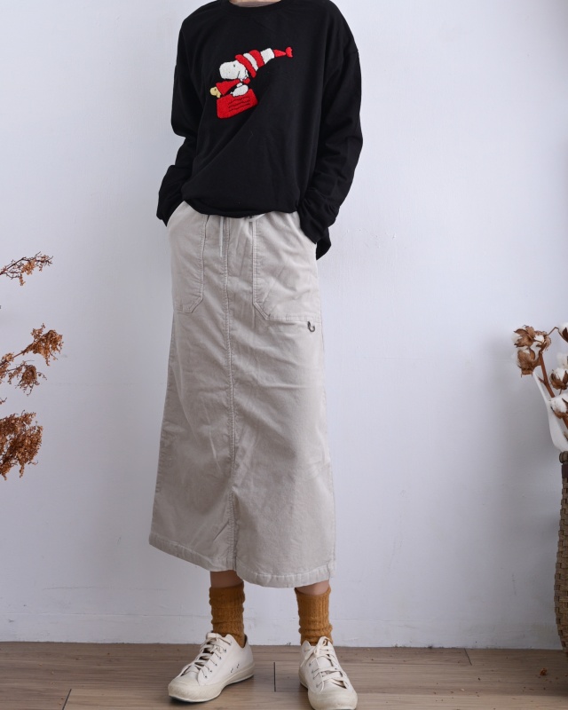 韓 綁袋細絨八分裙 3色 size