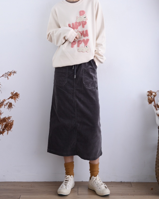 韓 綁袋細絨八分裙 3色 size