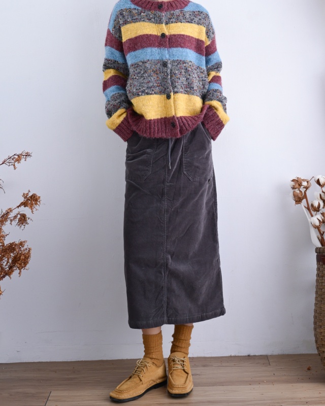 韓 綁袋細絨八分裙 3色 size