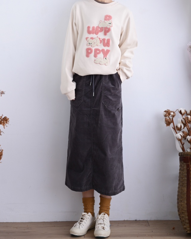 韓 綁袋細絨八分裙 3色 size