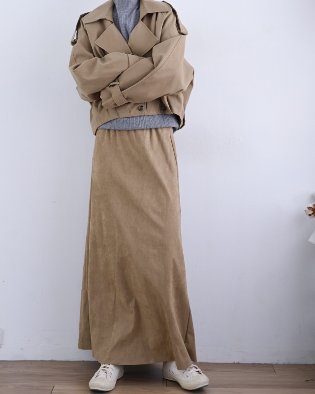 韓 腰鬆緊麂皮長裙 3色 size