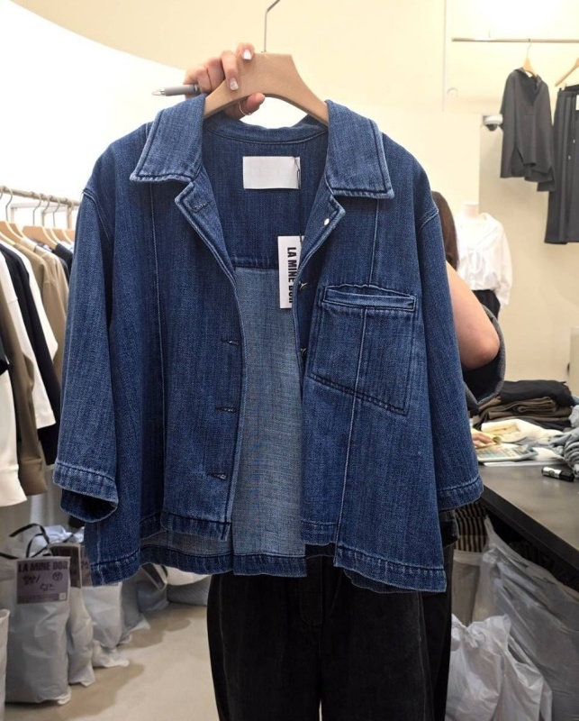 韓 短版寬袖牛仔外套 2色 size