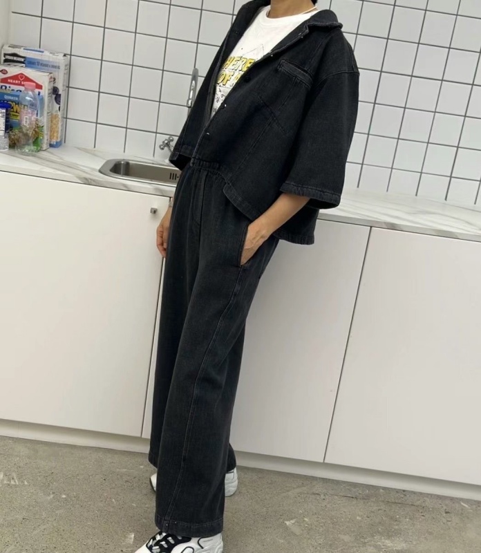 韓 短版寬袖牛仔外套 2色 size