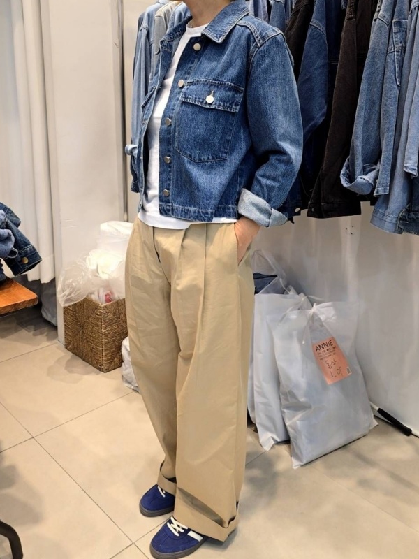 韓 大口袋短版牛仔外套 size
