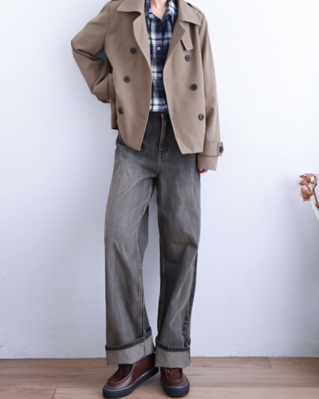 韓 經典短版風衣外套 2色 size