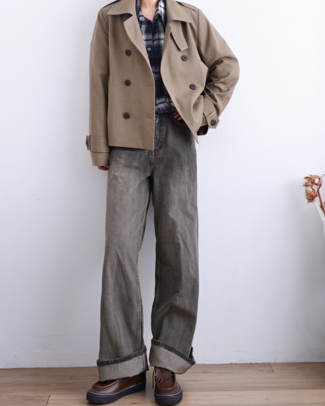 韓 經典短版風衣外套 2色 size