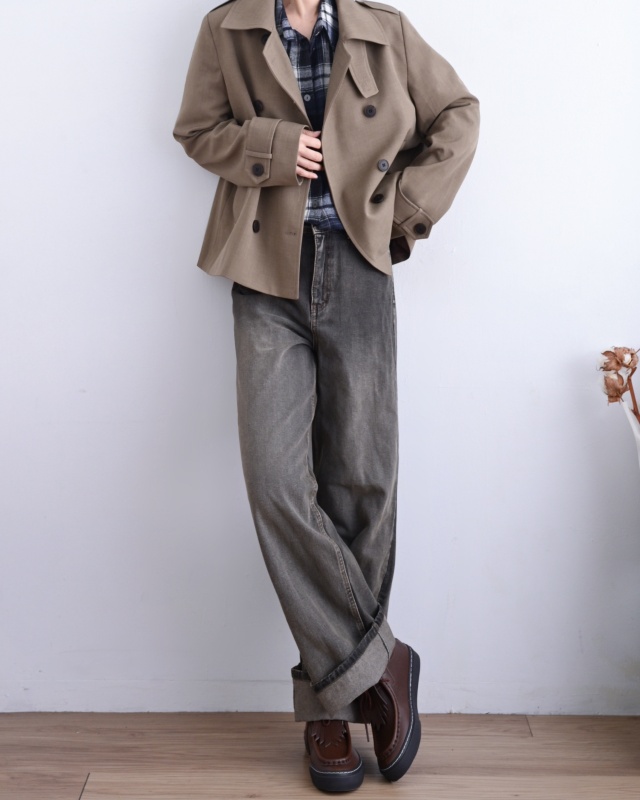 韓 經典短版風衣外套 2色 size
