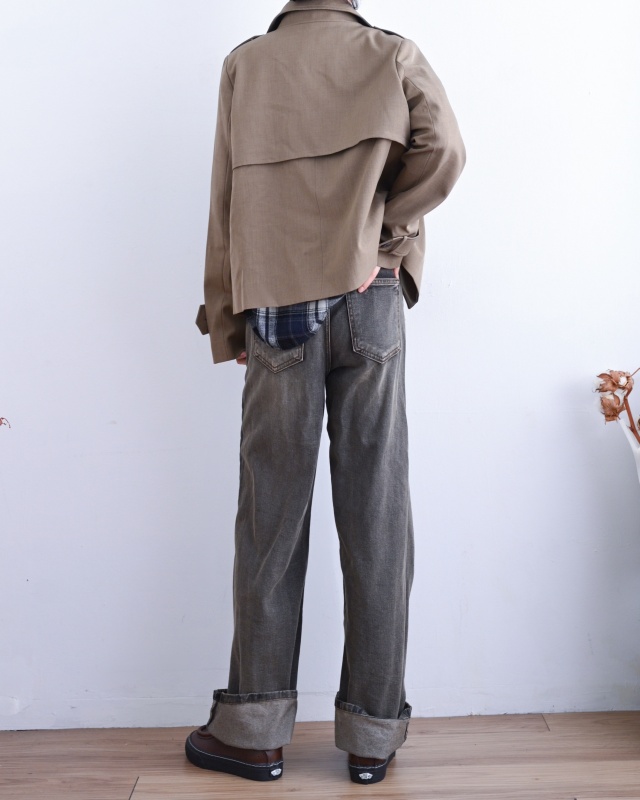 韓 經典短版風衣外套 2色 size