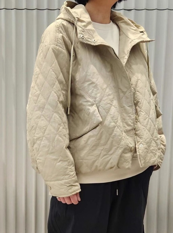 韓 菱格連帽鋪棉外套 2色