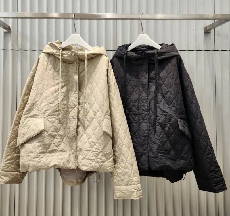 韓 菱格連帽鋪棉外套 2色