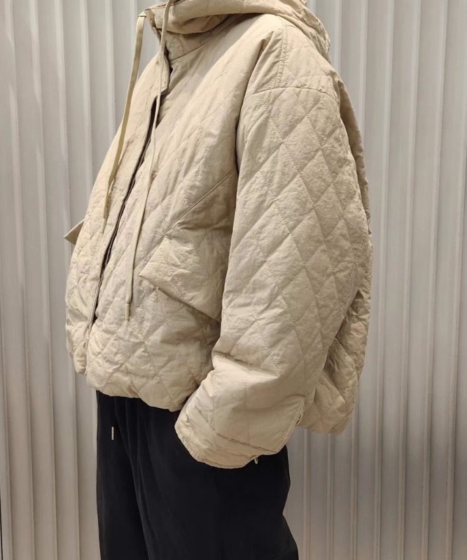 韓 菱格連帽鋪棉外套 2色
