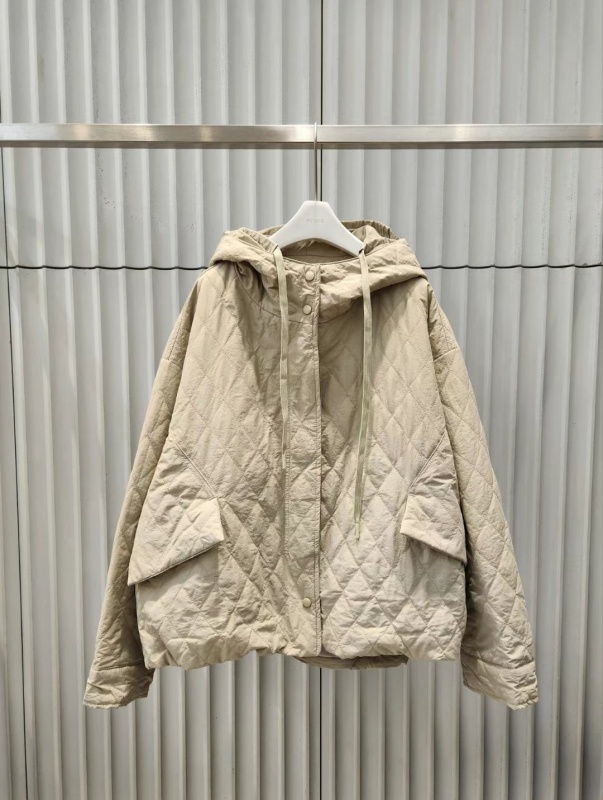 韓 菱格連帽鋪棉外套 2色