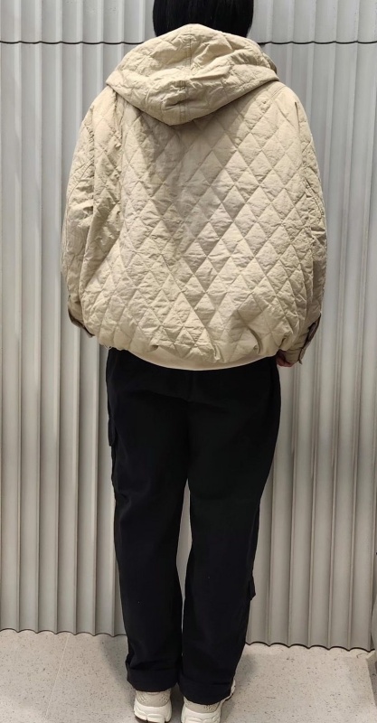 韓 菱格連帽鋪棉外套 2色