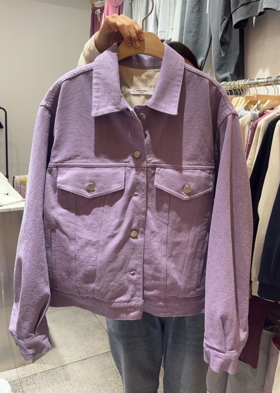 韓 紫色牛仔外套  size