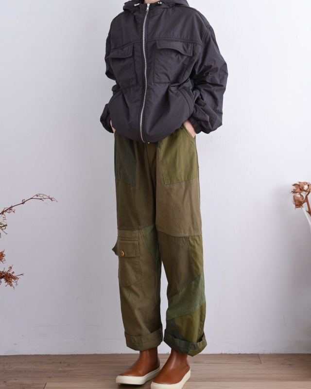 韓 前口袋連帽鋪棉外套 size