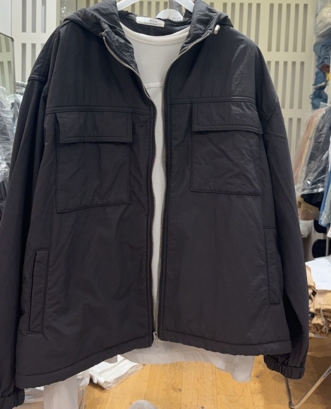韓 前口袋連帽鋪棉外套 size