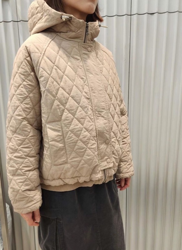 韓 壓菱格鋪棉連帽外套 2色 size