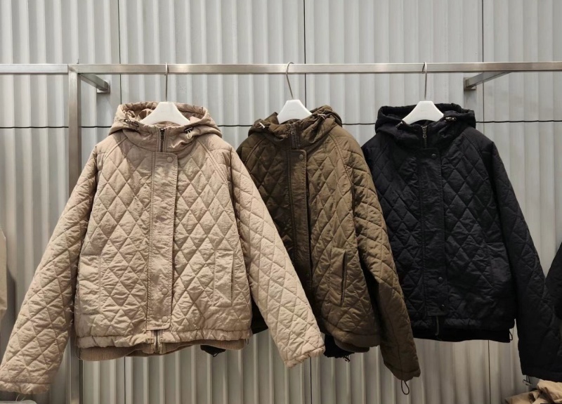 韓 壓菱格鋪棉連帽外套 2色 size