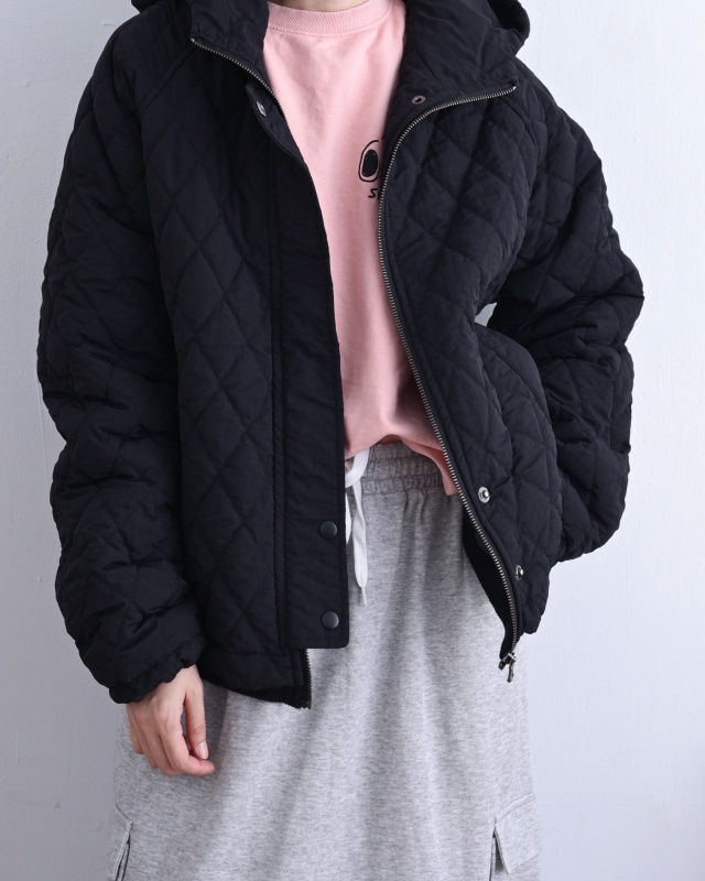 韓 壓菱格鋪棉連帽外套 2色 size