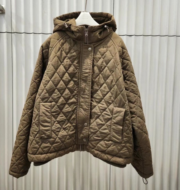 韓 壓菱格鋪棉連帽外套 2色 size