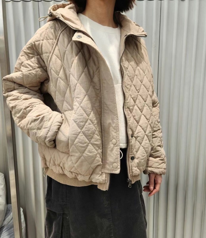 韓 壓菱格鋪棉連帽外套 2色 size