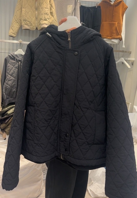 韓 壓菱格鋪棉連帽外套 2色 size