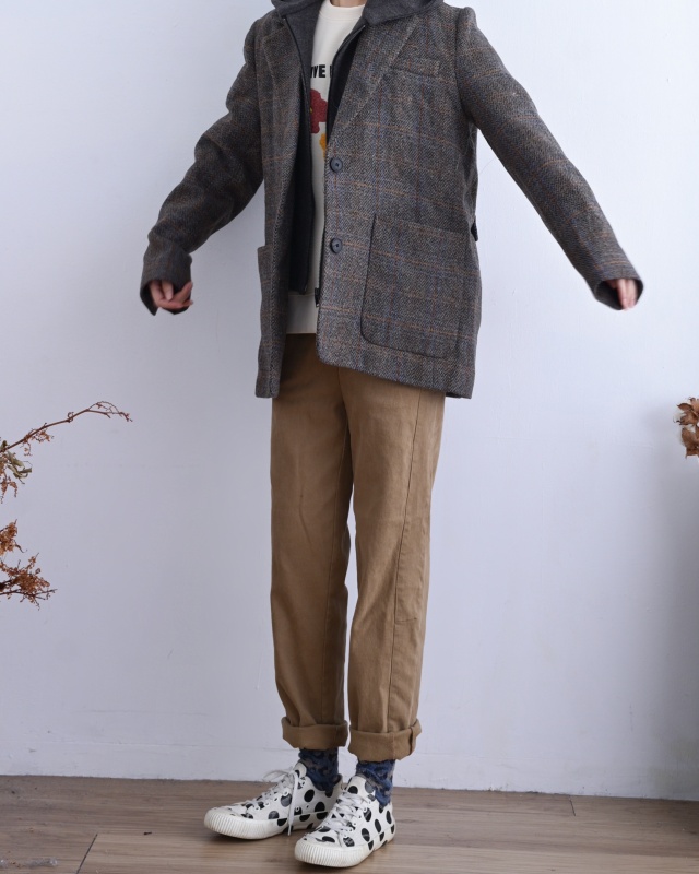 韓 格文毛料外套 2色 size