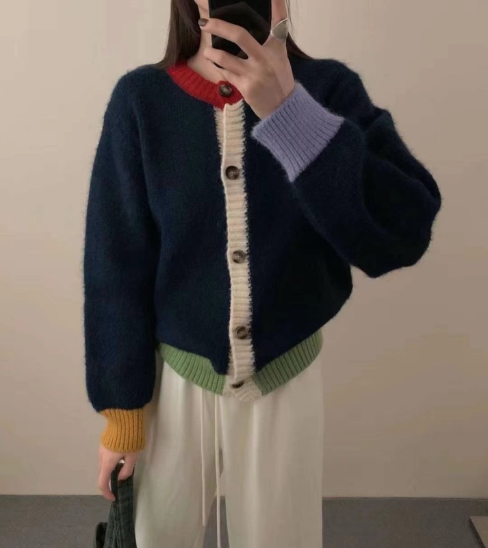 韓 袖配色短版小外套 3色 size