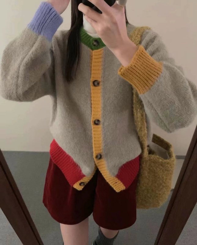 韓 袖配色短版小外套 3色 size