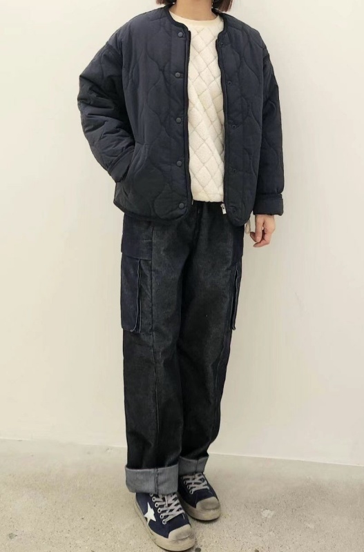韓 圓領鋪棉短版外套 2色 size